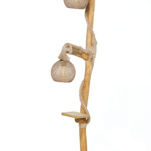 Lampadar Arboretum FullHouse 155 cm E27 60W natural lemn abajur juta lucrat manual - imagine 5