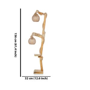 Lampadar Arboretum FullHouse 155 cm E27 60W natural lemn abajur juta lucrat manual - imagine 6