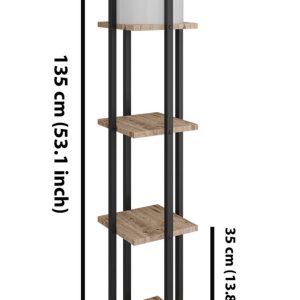 Lampadar Nora SRC 135 cm E27 60W Natural Negru PAL MDF Abajur 21x21 cm - imagine 3