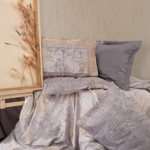 Lenjerie de pat dubla 6 piese 200x220 cm 100% bumbac satinat gri Cotton Box Amentes - imagine 2