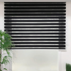 Jaluzea rulou zebra Lizbon Day & Night 80x200 cm poliester negru design minimalist blochează 60% din lumină - imagine 1