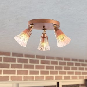 Lustra Foca N-122 cupru 23x48 cm 3xE27 100W dimensiuni abajur Ø13xH13 cm - imagine 3