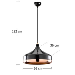 Lustra Yildo 253-S negru cupru 36x122 cm metal E27 max 40W ajustabil 90 cm - imagine 4