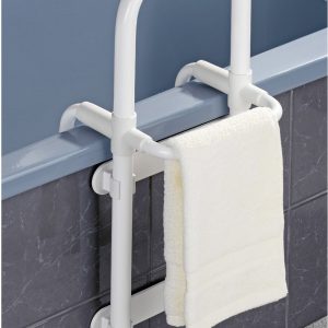 Maner de siguranta Wenko Secura din aluminiu si plastic cu suport pentru prosoape, dimensiuni 23x52x22.5-39 cm, capacitate 150 kg, usor de montat - imagine 5