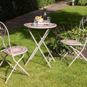 Masa pentru gradina Narbonne Mosaic 60 x 76 cm din fier si ceramica gri cu protectie UV - imagine 5