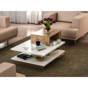 Măsuță pentru living Wooden Art Venus White Walnut 84.8x43.6x50 cm din lemn - imagine 3