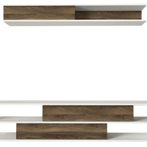 Mobilier pentru living Manyetik Furny Home 2 piese alb/natural 176x31.5x39.6 cm PAL melaminat - imagine 6