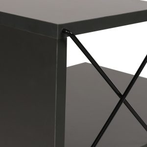 Noptiera Cross antracit 50x40x55 cm PAL melaminat cu picioare din lemn de fag Kalune Design - imagine 4