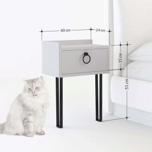 Noptiera Decortie Sponge 40x51x24 cm Mocha PAL cu Sertar si Cadru Metalic - imagine 10