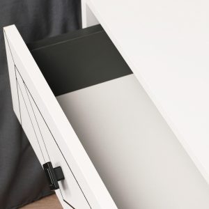 Noptiera Luna alb 50x40x55 cm PAL melaminat picioare metalice asamblare Kalune Design - imagine 5