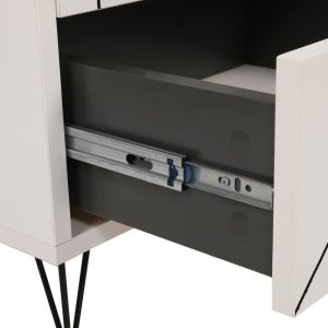 Noptiera Luna alb 50x40x55 cm PAL melaminat picioare metalice asamblare Kalune Design - imagine 6