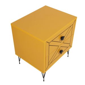 Noptiera Luna galben 50x40x55 cm 100% PAL melaminat cu picioare din metal Kalune Design - imagine 12