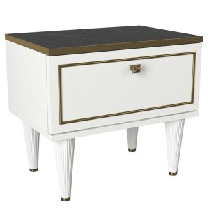 Noptiera Ravenna White Talon 50x34.8x47.2 cm alb auriniu negru din lemn - imagine 4