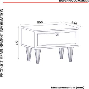 Noptiera Ravenna White Talon 50x34.8x47.2 cm alb auriniu negru din lemn - imagine 7