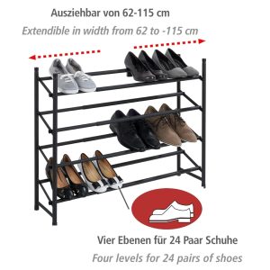 Organizator incaltaminte extensibil Wenko Hero 62-115 cm metal polipropilena pentru 24 perechi - imagine 7