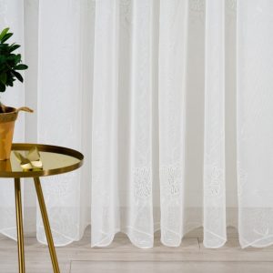 Perdea Albiona 300x260 cm Poliester Crem cu Broderie Florală pentru Amenajări Clasice - imagine 3