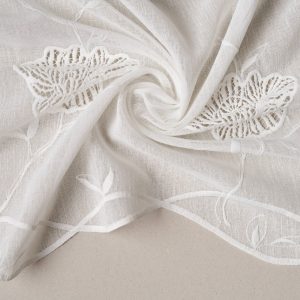 Perdea Albiona 300x260 cm Poliester Crem cu Broderie Florală pentru Amenajări Clasice - imagine 6