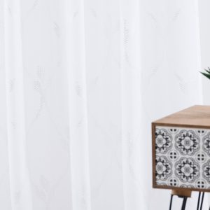 Perdea Mendola Interior Aveiro 500x260 cm Poliester Alb Design Clasic cu Insertii Metalizate - imagine 3