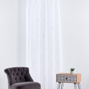 Perdea Mendola Interior Aveiro 500x260 cm Poliester Alb Design Clasic cu Insertii Metalizate - imagine 1