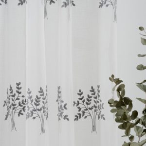 Perdea Mendola Elma 140x245 cm poliester gri model floral pentru interior - imagine 4