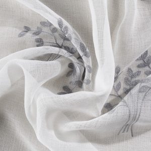 Perdea Mendola Elma 140x245 cm poliester gri model floral pentru interior - imagine 5