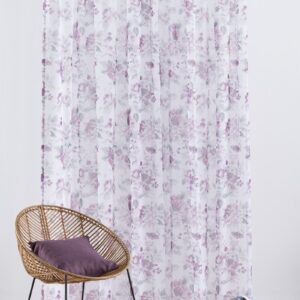 Perdea Mendola Salsa 300x260 cm poliester mov cu flori delicate pentru intimitate si eleganta in decorul interior - imagine 1