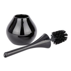 Perie de Toaletă cu Suport Wenko Flakon Black 17x42.5 cm Ceramica Negru Accesorii Baie Elegante - imagine 2