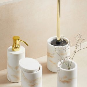 Perie pentru toaleta cu suport Wenko 10x7.5 cm polirasina alba accesorii baie moderne - imagine 3