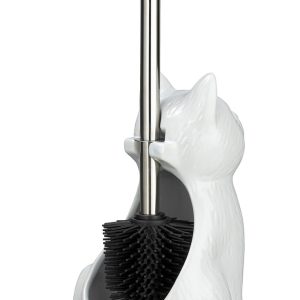 Perie toaleta ceramica alba Wenko Cuba Matt 14x17x22 cm accesorii baie elegante - imagine 3