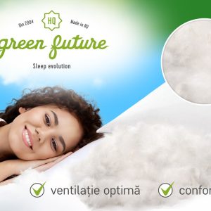Perna Feeling Green Future 40x40 cm 50% puf de gasca 50% pana de gasca husa bumbac 100% pentru somn confortabil - imagine 2