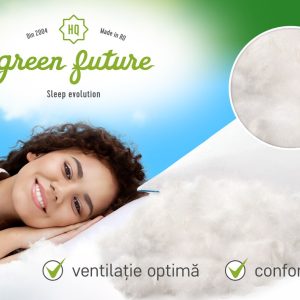 Perna Green Future LIFE 50x70 cm umplutură nanofibră hipoalergenică din bumbac de calitate superioară made in Romania - imagine 2
