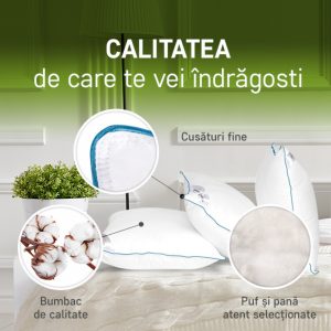 Perna Green Future LIFE 50x70 cm umplutură nanofibră hipoalergenică din bumbac de calitate superioară made in Romania - imagine 6