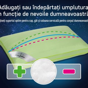 Perna Nature 37x37 Verde Hipoalergenica Din Bambus Cu Umplutura 100% Fibra de Bambus Si Bilute Siliconice - imagine 4