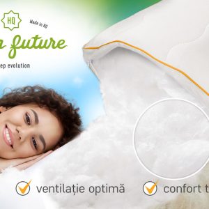 Perna Wool 45x65 cm din Lână Merinos cu Umplutură Siliconică și Envelopă din Bambus - imagine 2