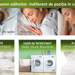 Perna Wool 45x65 cm din Lână Merinos cu Umplutură Siliconică și Envelopă din Bambus - imagine 8