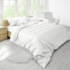 Pilota Alcam Damasc White Line 200x220 cm din bumbac 300 g/mp pentru somn odihnitor și confortabil - imagine 2