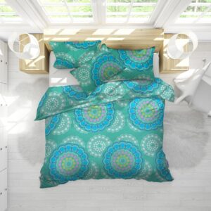 Pilota Blue Mandala 140x200 cm microfibra matlasata 250g/mp pentru odihna si confort - imagine 1