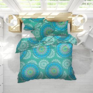 Pilota Blue Mandala 200x220 cm microfibra matlasata 250g/mp pentru un somn odihnitor - imagine 1