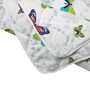 Pilota de vara Alcam Fluturi Multicolori 180x200 cm microfibra matlasata 150g/mp usoara si aerata pentru nopti racoroase - imagine 3