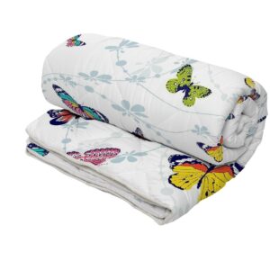 Pilota de vara Alcam Fluturi Multicolori 180x200 cm microfibra matlasata 150g/mp usoara si aerata pentru nopti racoroase - imagine 1