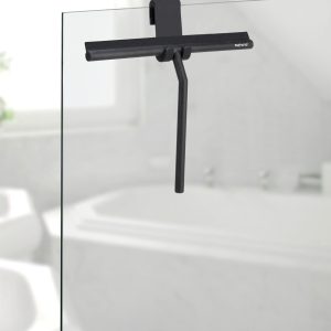 Racleta cu suport Wenko Mola XXL 32x30 cm inox silicon negru pentru curatarea oglinzilor si cabinelor de dus - imagine 6