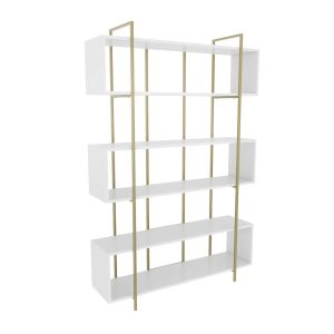 Corp biblioteca Zena Home Bruti 120x180 cm PAL Alb Auriu 18 mm grosime - imagine 4