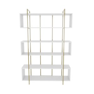 Corp biblioteca Zena Home Bruti 120x180 cm PAL Alb Auriu 18 mm grosime - imagine 5