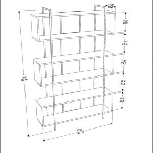 Corp biblioteca Zena Home Bruti 120x180 cm PAL Alb Auriu 18 mm grosime - imagine 6