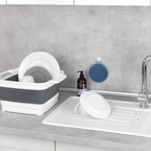 Recipient pliabil pentru spălarea vaselor Wenko Sira 39 x 32.5 x 18 cm plastic cu dop de scurgere și mânere pentru camping și uz casnic - imagine 6