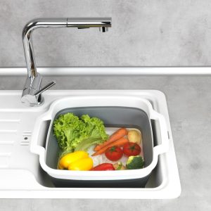 Recipient pliabil pentru spălarea vaselor Wenko Sira 39 x 32.5 x 18 cm plastic cu dop de scurgere și mânere pentru camping și uz casnic - imagine 8