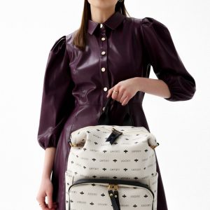 Rucsac Lucky Bees 910 Alb Piele Ecologica 36x20x38 cm - imagine 11