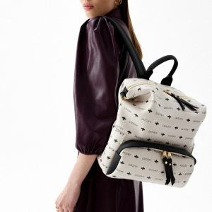 Rucsac Lucky Bees 910 Alb Piele Ecologica 36x20x38 cm - imagine 12