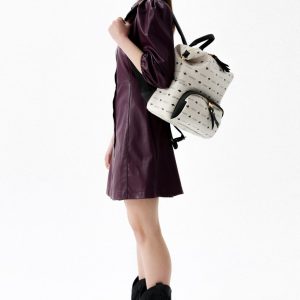 Rucsac Lucky Bees 910 Alb Piele Ecologica 36x20x38 cm - imagine 14