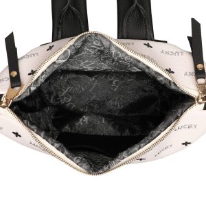 Rucsac Lucky Bees 910 Alb Piele Ecologica 36x20x38 cm - imagine 3